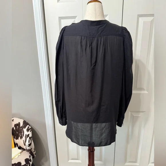 LOFT NWT Black Peasant Style Relaxed Long Sleeve Blouse. - Picture 5 of 9